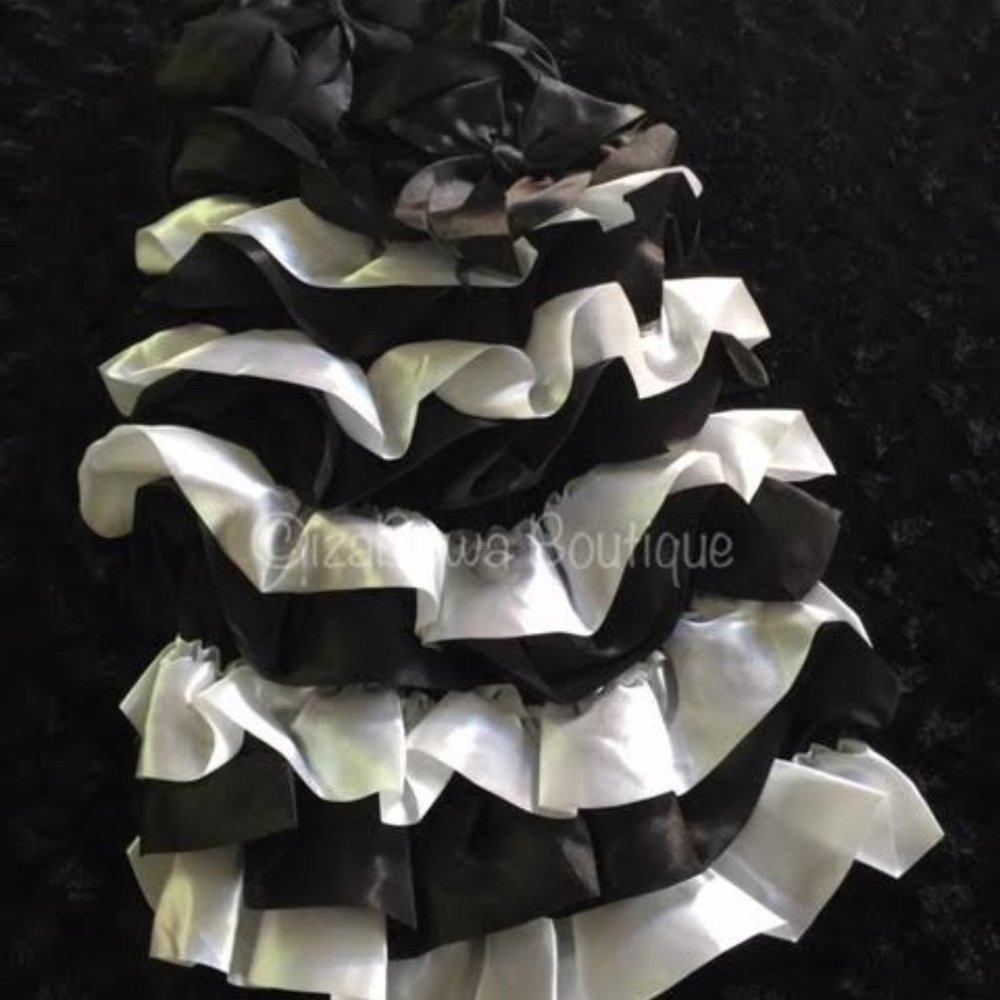 Black & White Satin Romper Dress (2)  RDBW Boutique NWT